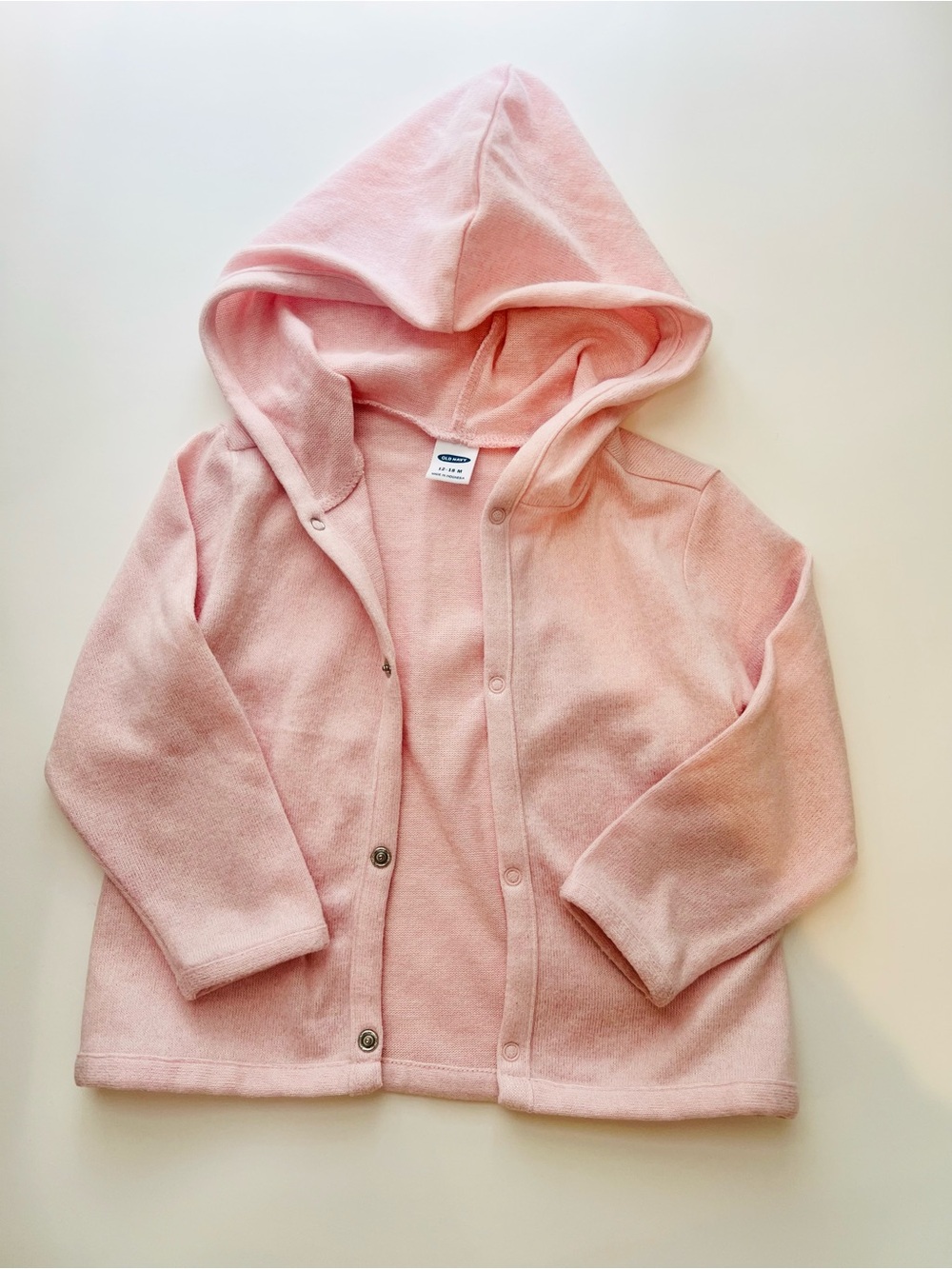 Old Navy Pink Lightweight Hooded Snap Jacket cardigan size 12-18m